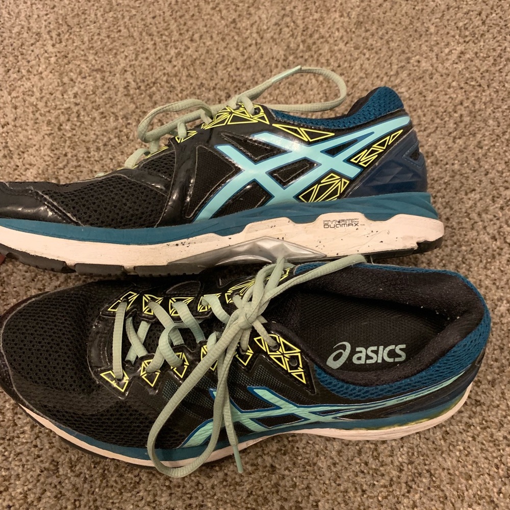 Asics black & blue running shoes